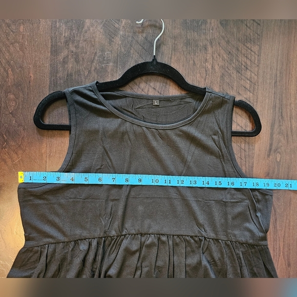 Women's Scoop Neck Ruffle Hem Babydoll Tank Sleeveless Peplum Top, Black, Large - Picture 7 of 11